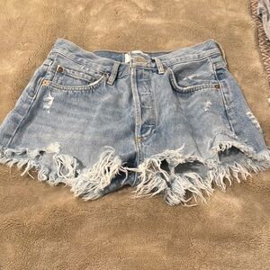 Agolde Parker Denim Frayed Hem Women's Shorts